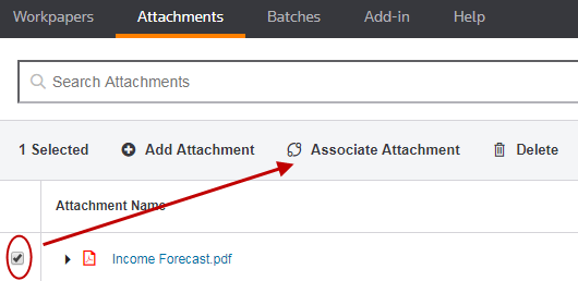 Associate an Attachment with a Workpaper